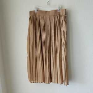 Kashieca Tan Pleated Skirt Collab with Designer Rhett Eala  Sz L Minimalist